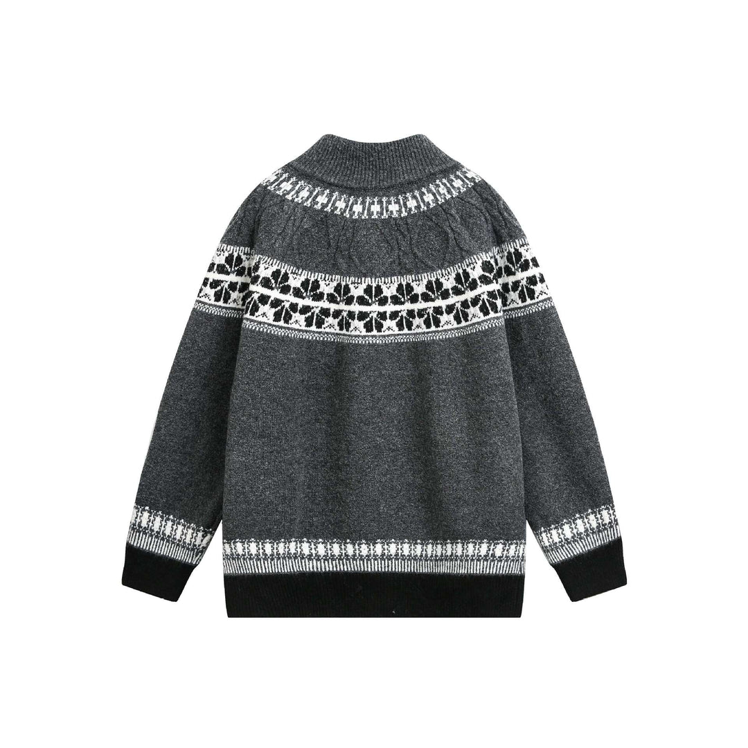 Damen Strick-Zipjacke im Norweger‑Muster mit hohem Stehkragen Shop Nory