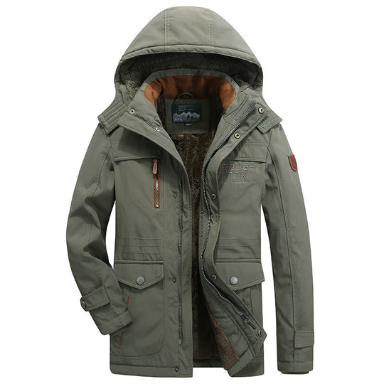 Herren Isolierter Parka mit Teddyfutter, Kapuze und Multifunktionstaschen Shop Nory
