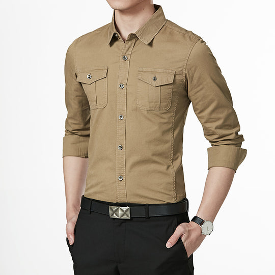 Herren Slim-Fit Oxford-Hemd mit Brustklappen und Kentkragen Shop Nory