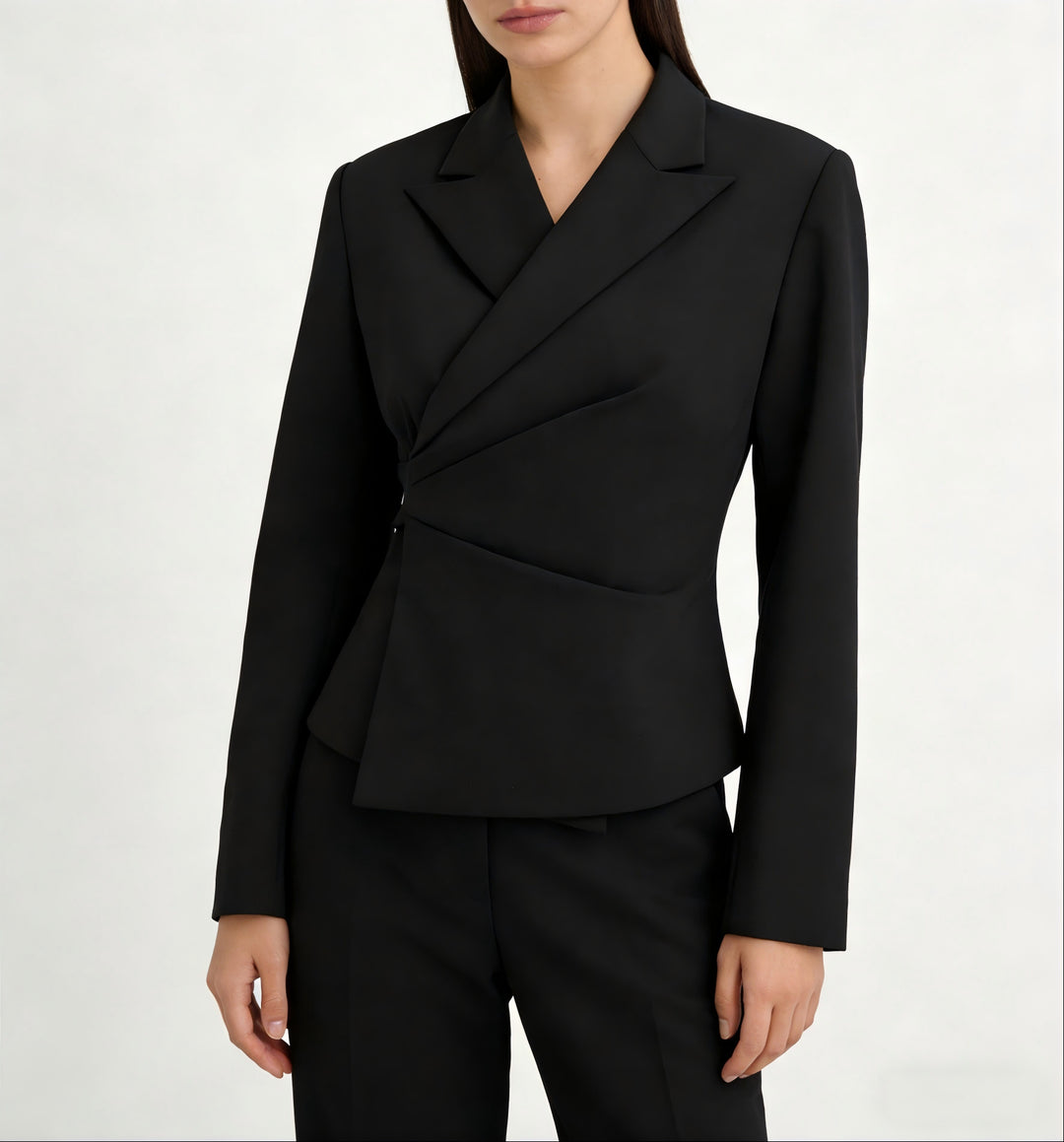 Damen Taillierter Wickel-Blazer mit drapierter Peplum-Silhouette Shop Nory