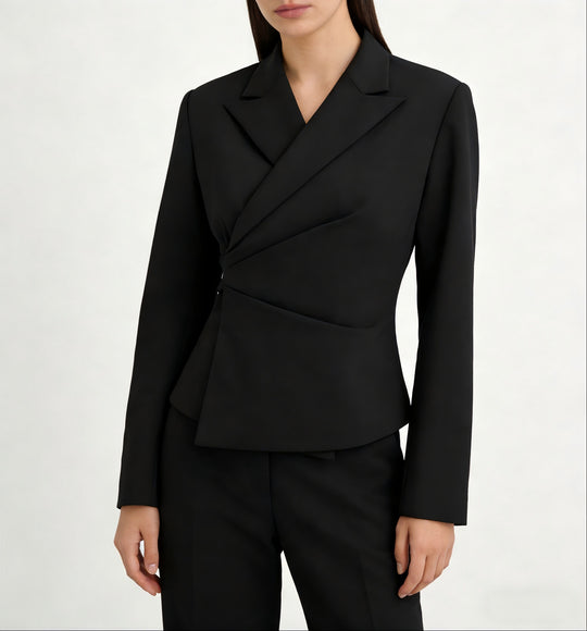 Damen Taillierter Wickel-Blazer mit drapierter Peplum-Silhouette Shop Nory