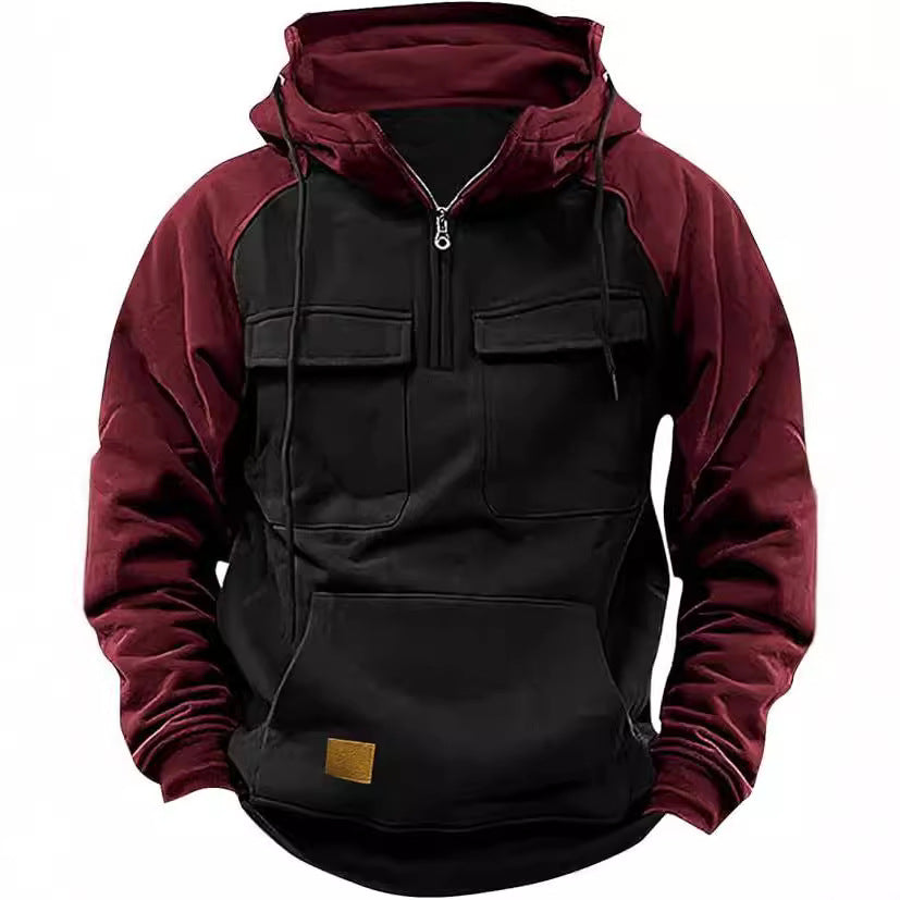 Herren Sportlicher Baumwoll-Hoodie mit Kapuze und praktischen Taschen