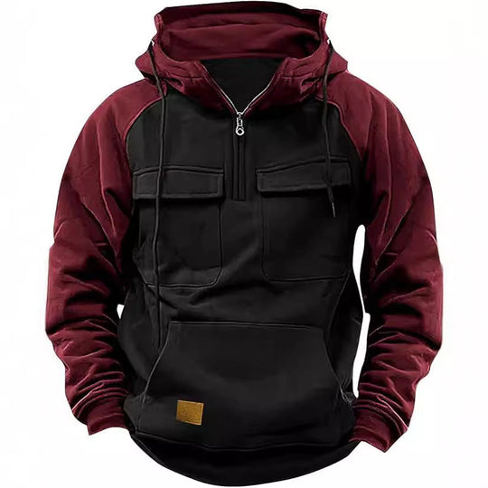 Herren Sportlicher Baumwoll-Hoodie mit Kapuze und praktischen Taschen
