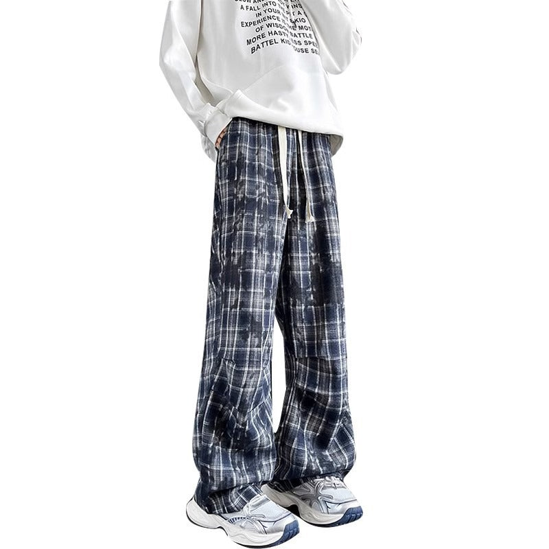 Herren weite karierte Flanellhose mit Kordelzug im Baggy-Schnitt Shop Nory