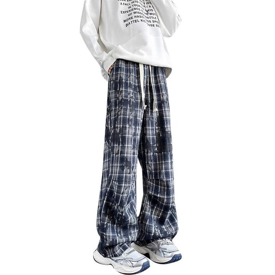 Herren weite karierte Flanellhose mit Kordelzug im Baggy-Schnitt Shop Nory