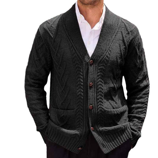 Herren Zopfstrick-Cardigan mit Schalkragen und aufgesetzten Taschen Shop Nory
