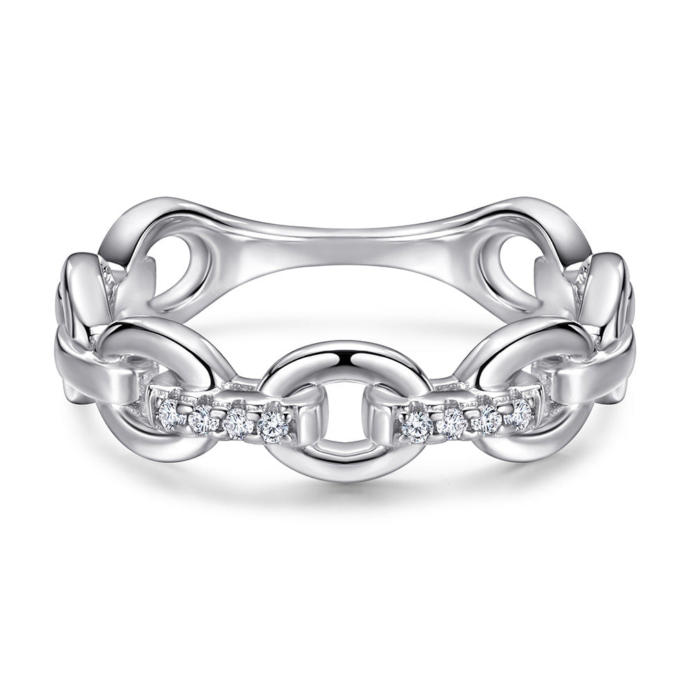 Damen eleganter und modischer Kettenring mit funkelnden Zirkonia Shop Nory