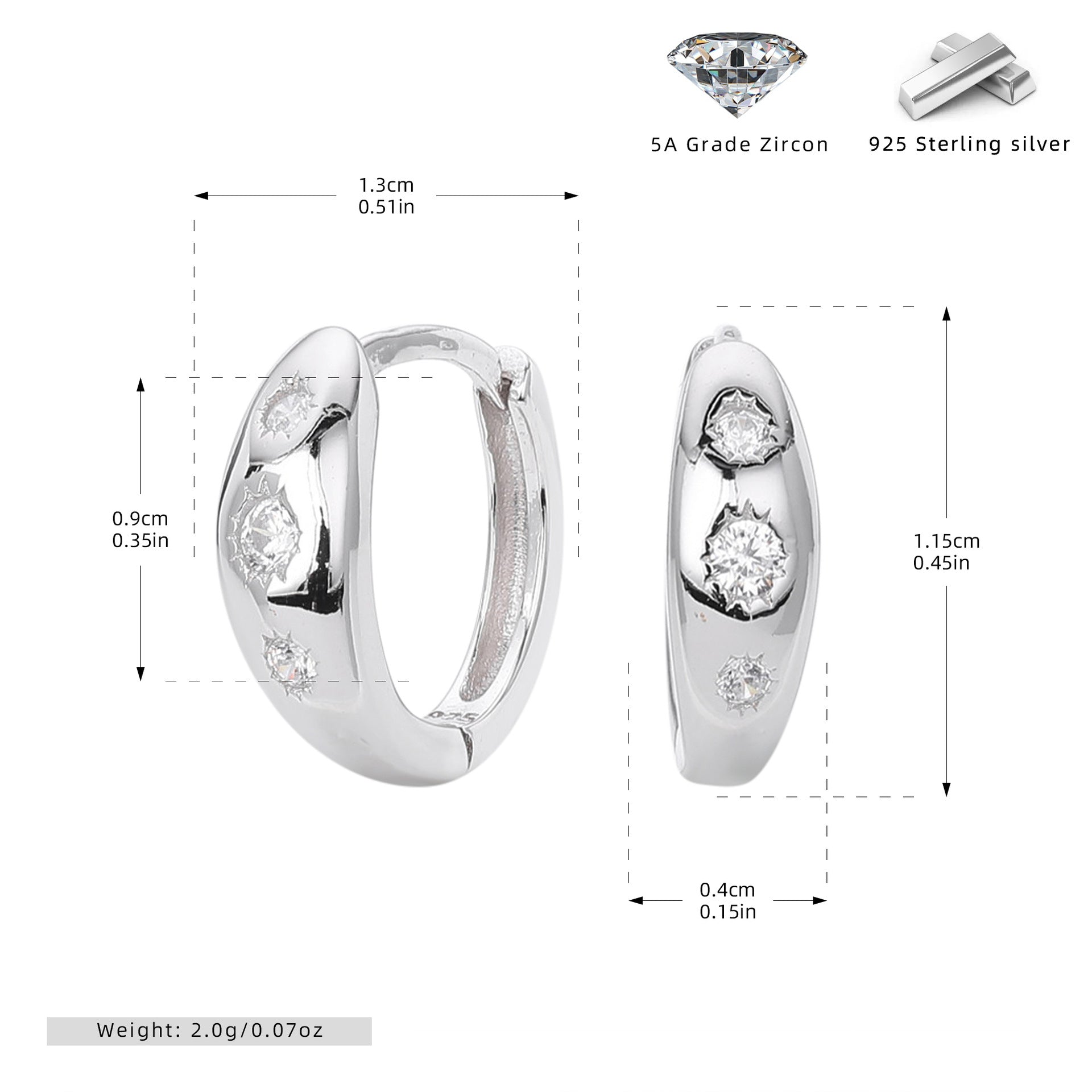 Damen Ohrhänger mit strahlenden Zirkonia aus hochwertigem 925 Sterling Silber Shop Nory