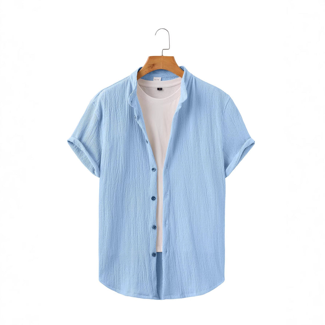 Herren nan leichtes Knitterstruktur-Überhemd mit umgeschlagenen Ärmeln entspannter Overshirt-Silhouette