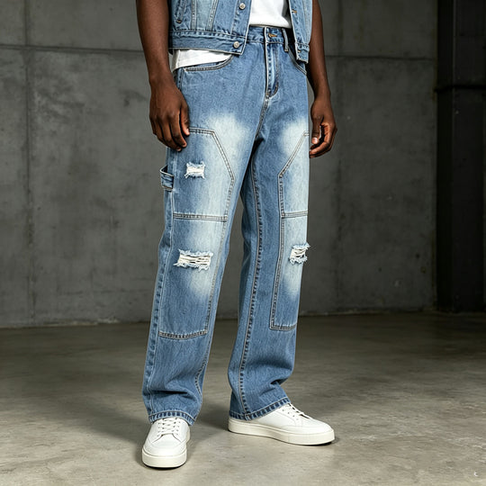 Herren Lässige Cargo-Jeans mit Riss-Details Shop Nory