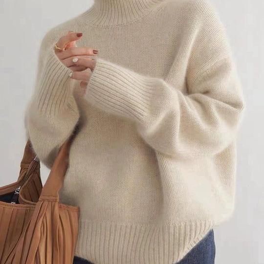 Damen Oversize Feinstrickpullover mit hohem Rollkragen und Seitenschlitzen Shop Nory