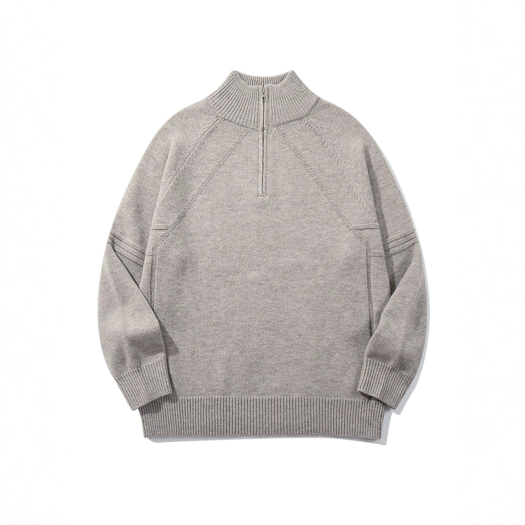 Unisex Halfzip-Strickpullover mit hohem Rippkragen und Raglanärmeln Shop Nory