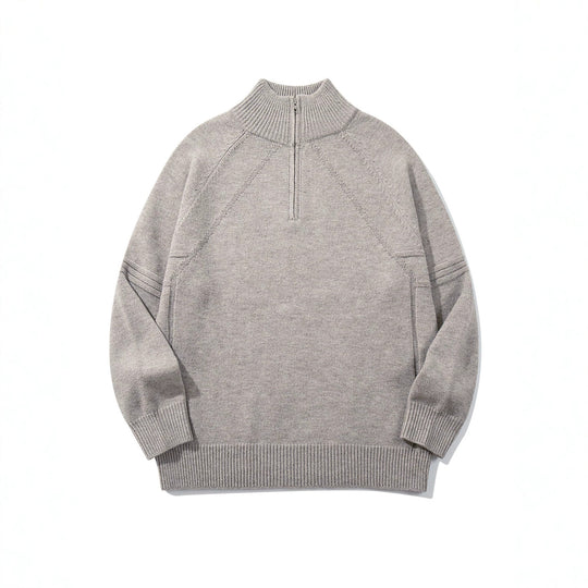 Unisex Halfzip-Strickpullover mit hohem Rippkragen und Raglanärmeln Shop Nory