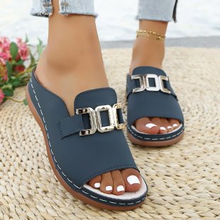 Damen Bequeme Komfort-Pantoletten mit modischem Schnallen-Detail Shopnory