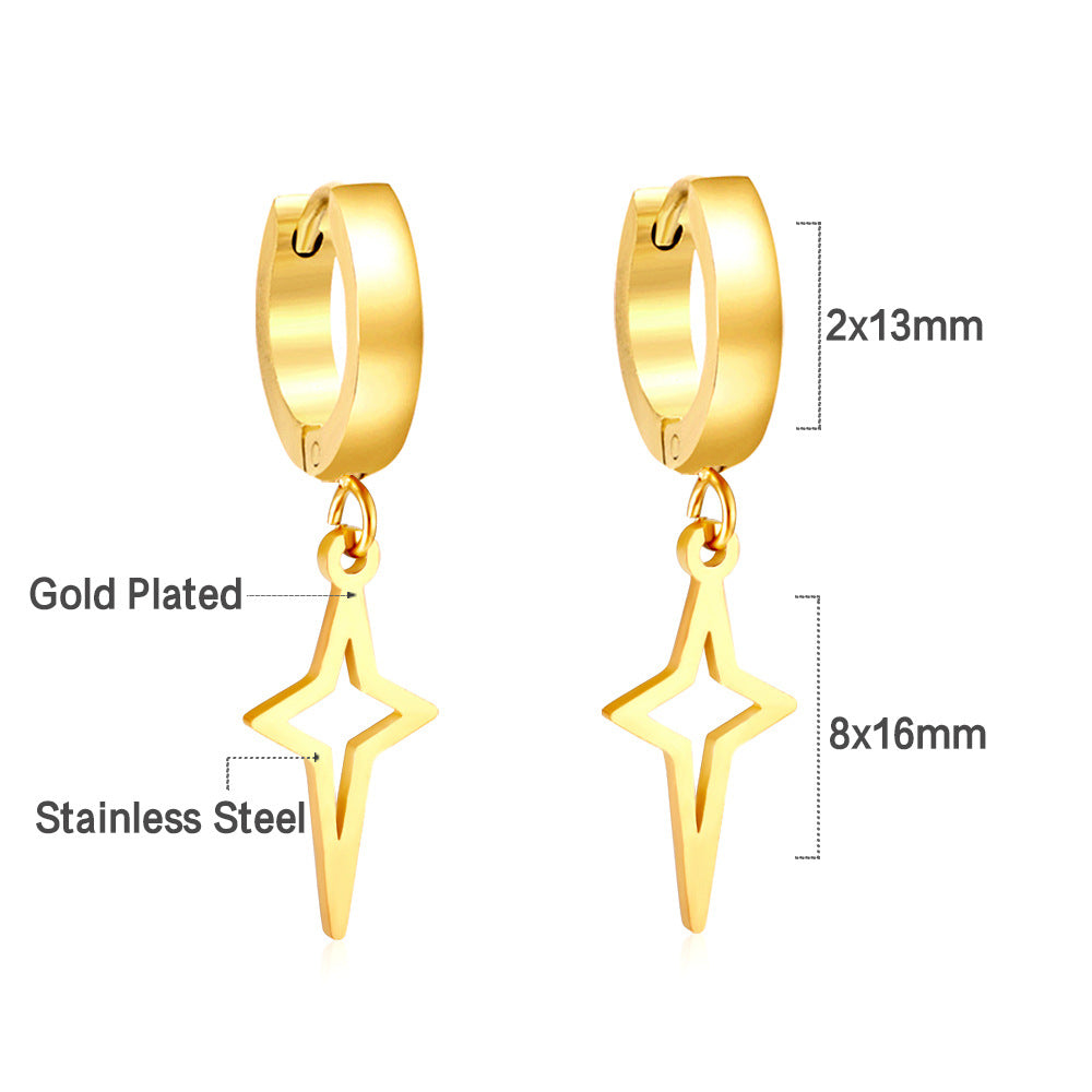 Damen Hängende Ohrstecker mit goldplattiertem Sternenanhänger Shop Nory