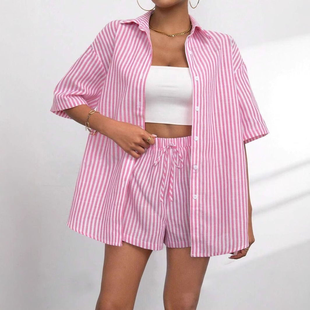 Damen lässiges Hemd und Shorts Set