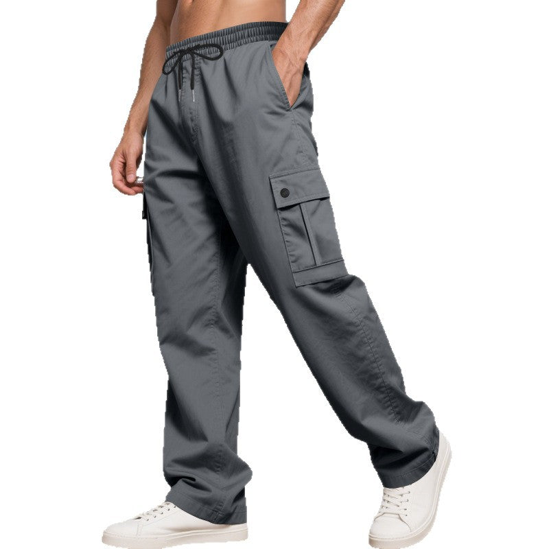 Herren nan weite Cargo-Hose mit elastischem Tunnelzugbund, aufgesetzten Klappentaschen und legerer Passform