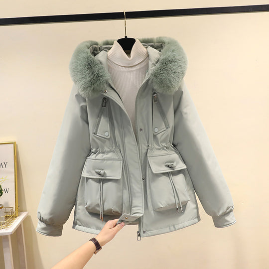 Damen nan Thermo-Parka mit Kapuze, voluminösem Kunstpelzkragen, Tunnelzugtaillierung und Multifunktions-Taschen Shop Nory