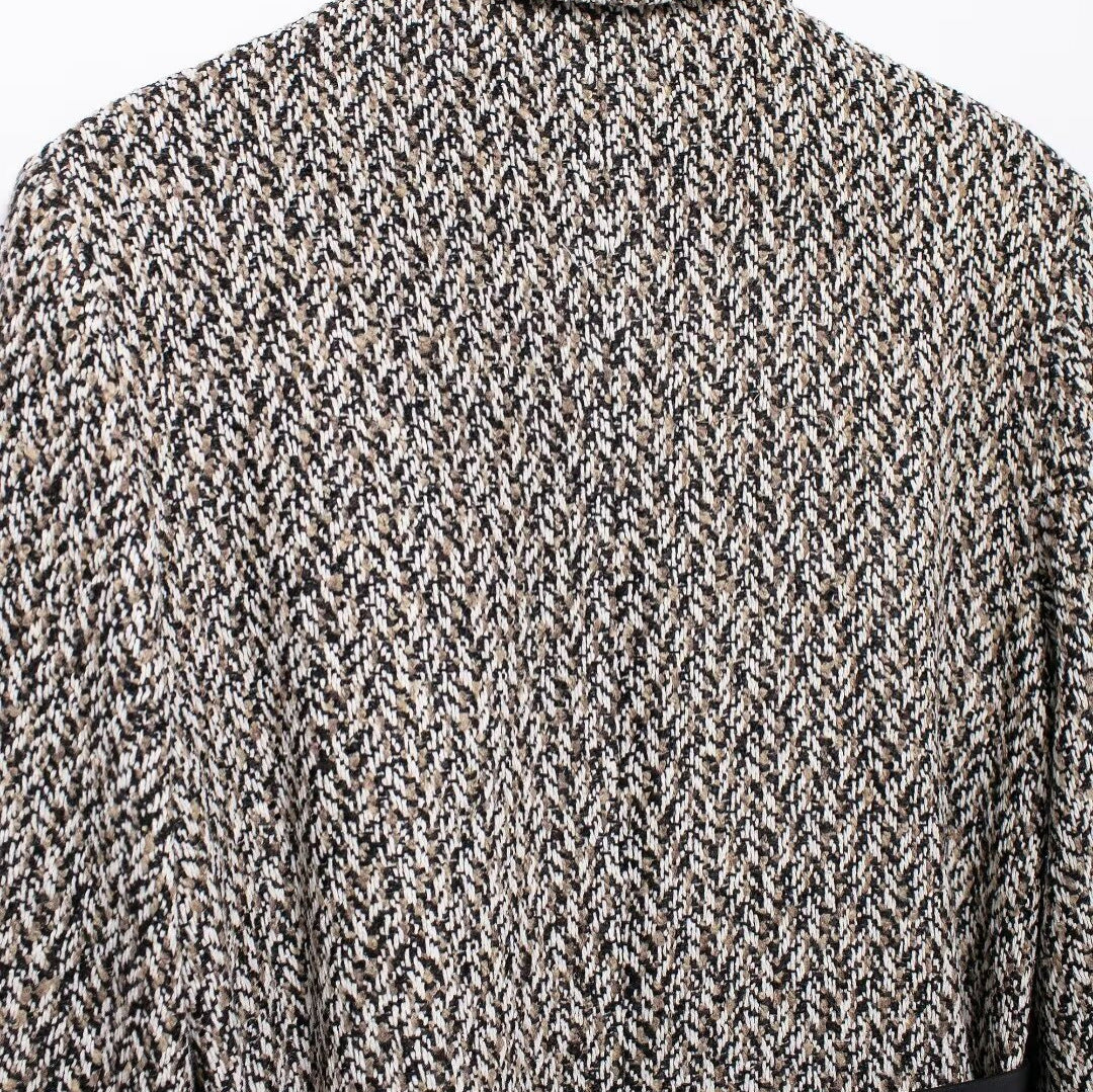 Damen Midilanger Bouclé-Tweed-Blazerjacke mit Lederimitat‑Gürtel Shop Nory