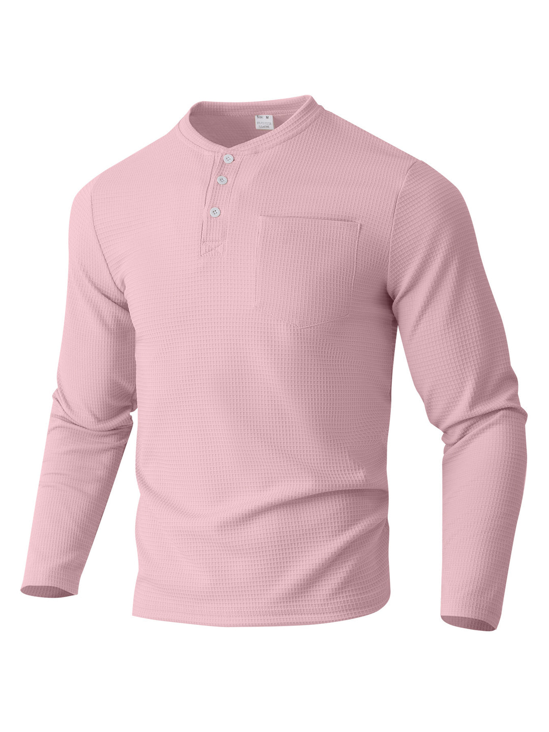 Herren Langarm Henley mit Waffelstruktur und Brusttasche thermisches Langarmshirt Shop Nory