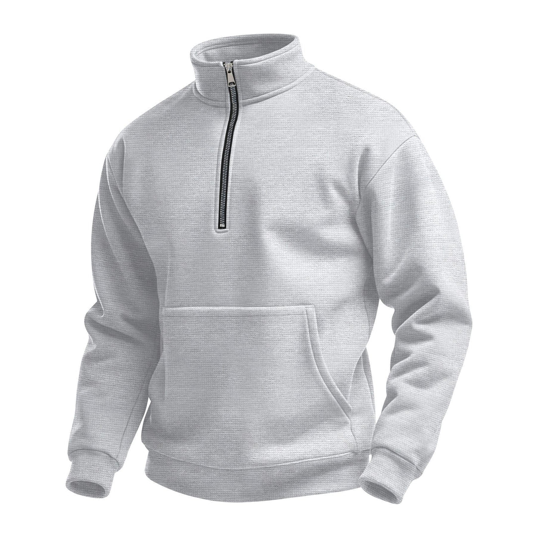Unisex nan komfortabler Halbzip Pullover mit Kängurutasche und Stehkragen aus Strukturfleece Shop Nory