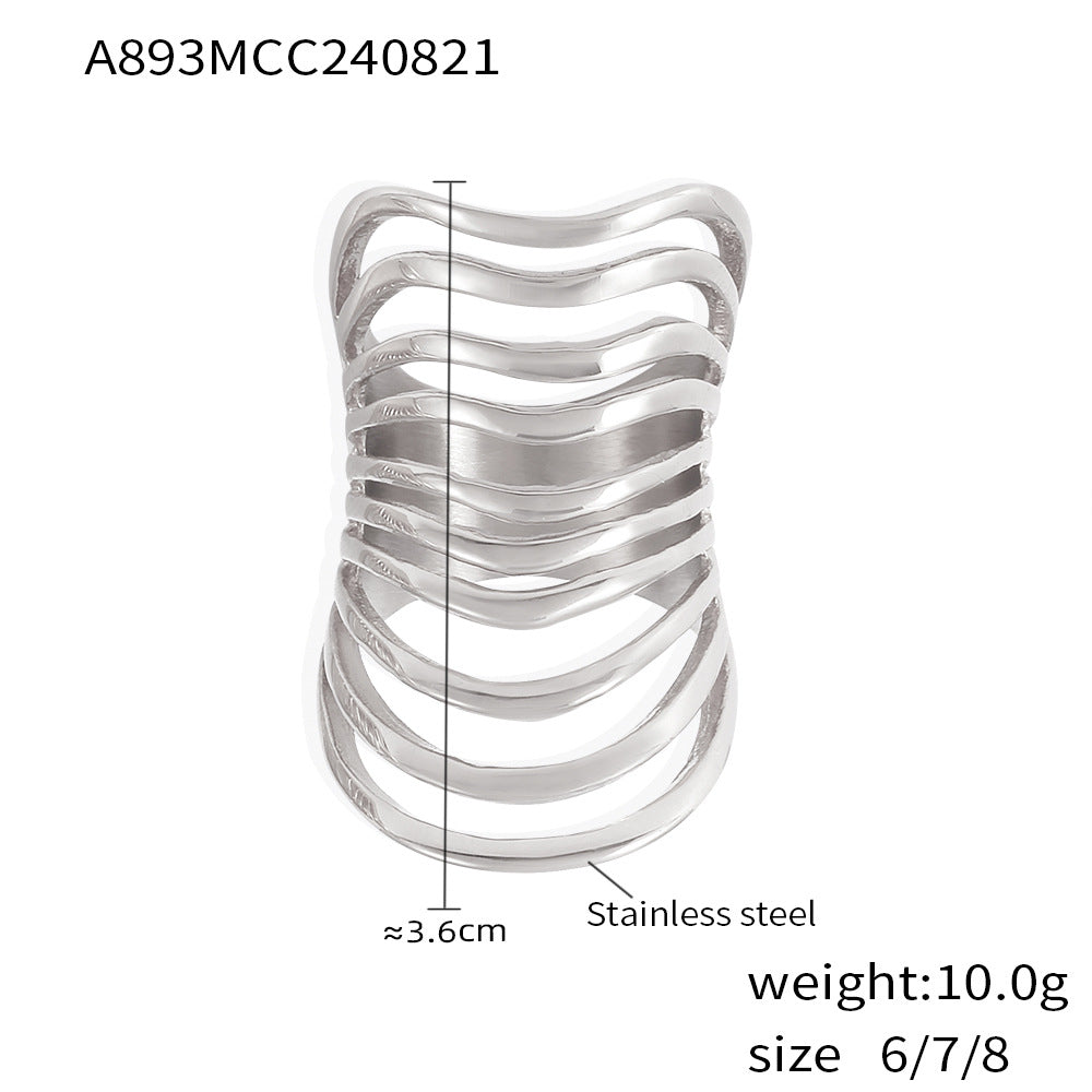 Damenring mit geschwungenem, modernem Design aus Edelstahl Shop Nory