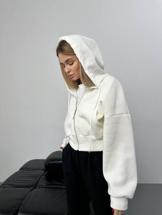 Damen minimalistisches Sculpt-Fit Lounge-Set mit tailliertem Reißverschluss-Hoodie und formender High-Waist-Jogpant Shop Nory