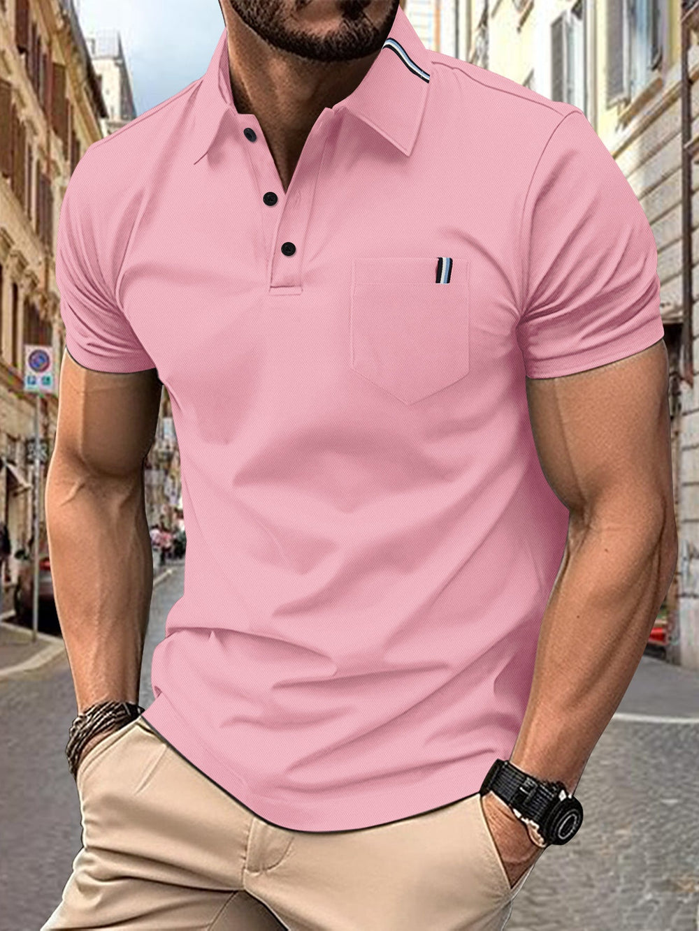 Herren Polohemd mit modernem Schnitt und Brusttasche