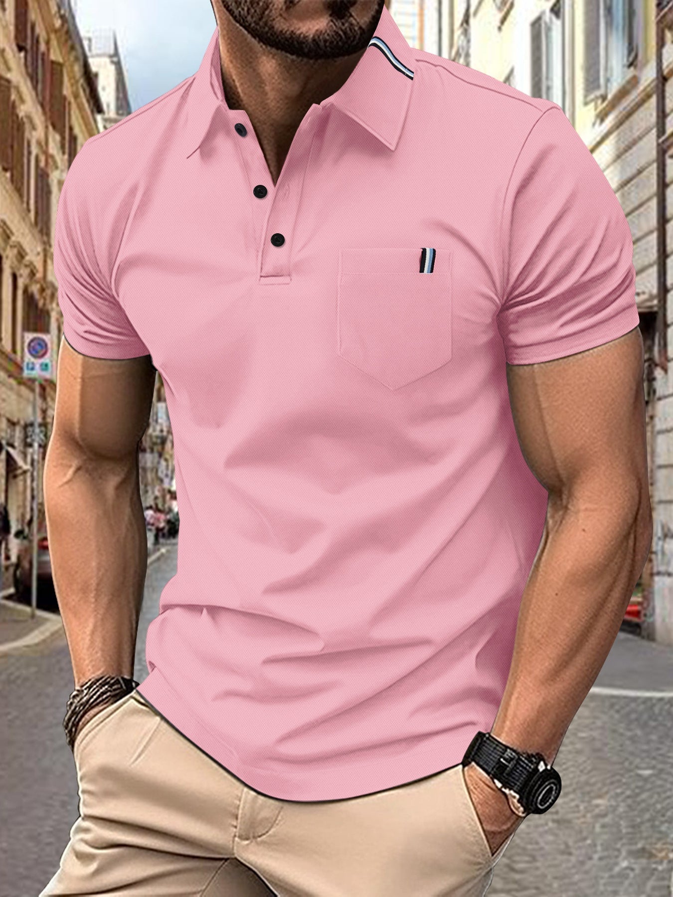 Herren Polohemd mit modernem Schnitt und Brusttasche