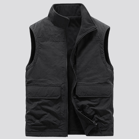 Herren Outdoor-Utilityweste mit Fleece-Innenlage, hohem Stehkragen und Frontklappentaschen Shop Nory