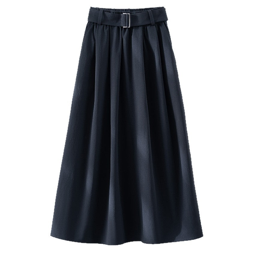 Damen Midilanger A-Linien-Rock mit hoher Taille, Faltenwurf und Taillengürtel Shop Nory