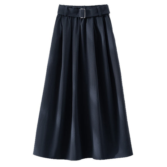Damen Midilanger A-Linien-Rock mit hoher Taille, Faltenwurf und Taillengürtel Shop Nory