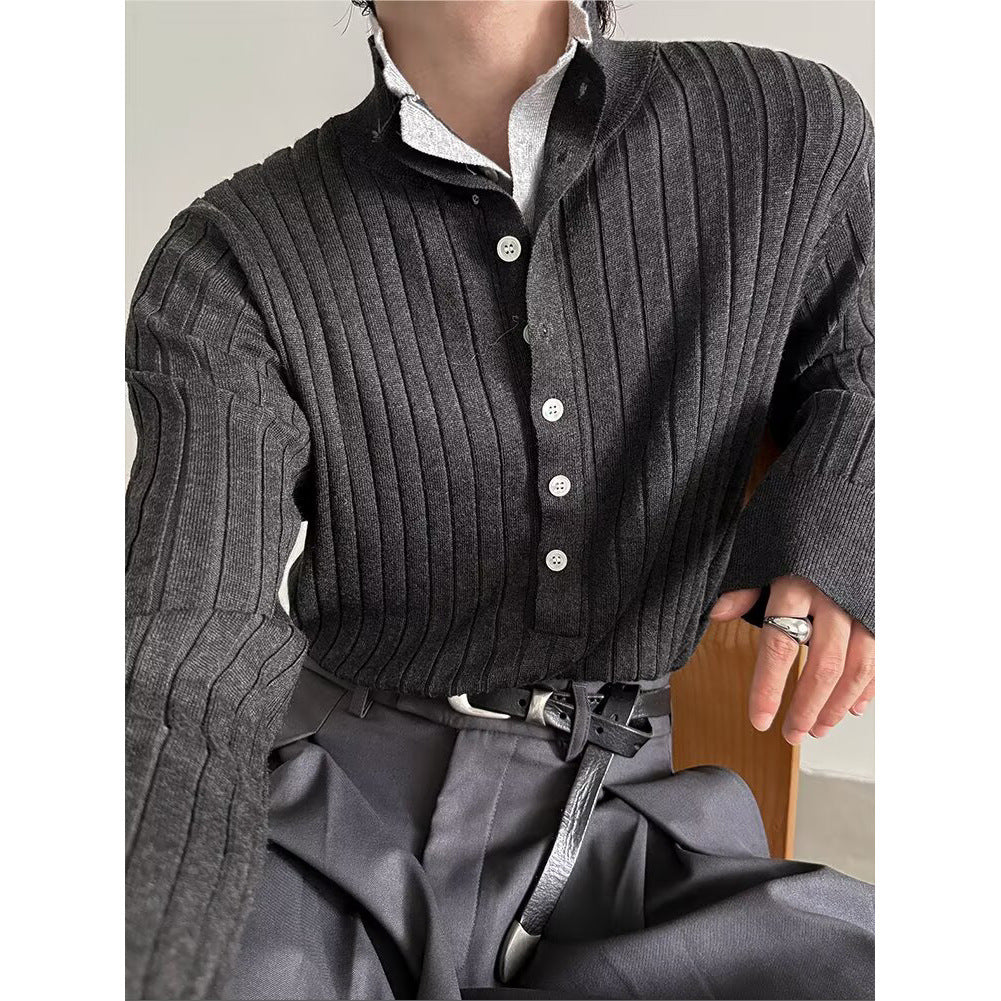 Herren Elegantes Strickoberteil mit verdeckter Knopfleiste Shop Nory