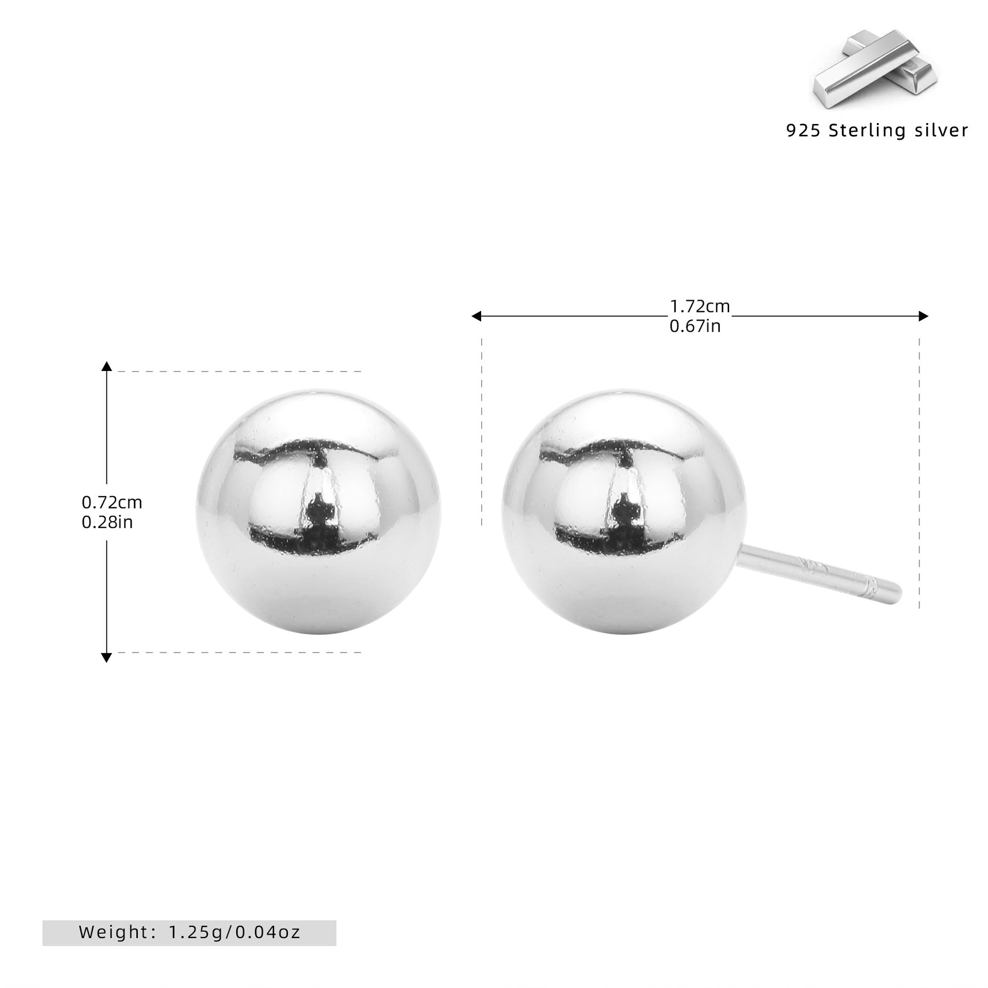 Damen Ohrstecker aus 925 Sterling Silber mit glänzenden Kugeldesign Shop Nory