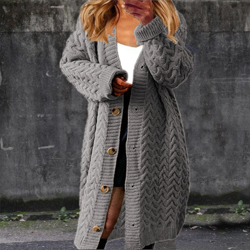 Damen Grobstrick-Cardigan mit eleganten Knopfdetails und strukturiertem Design