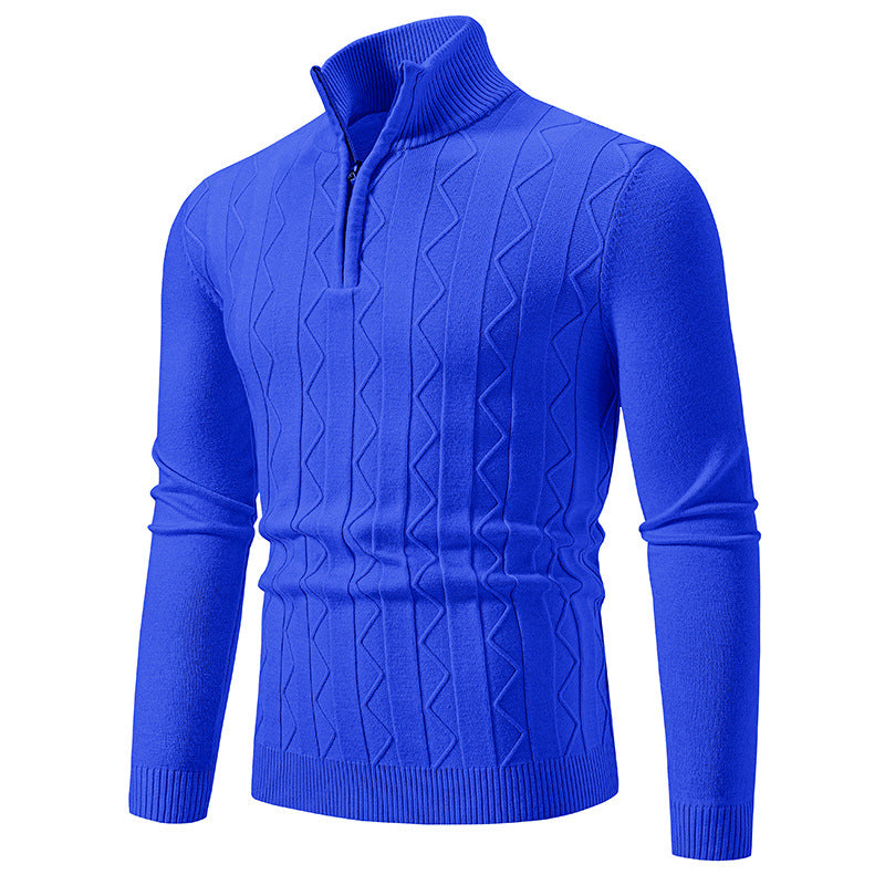 Herren Slim-Fit Halbzip-Strickpullover mit Mockneck, Zopfmuster und gerippten Bündchen Shop Nory