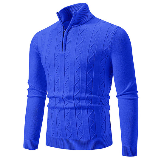 Herren Slim-Fit Halbzip-Strickpullover mit Mockneck, Zopfmuster und gerippten Bündchen Shop Nory