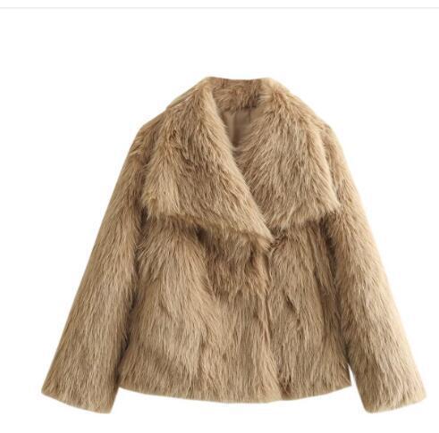 Damen Kurze Kunstfelljacke mit voluminösem Schalkragen Shop Nory