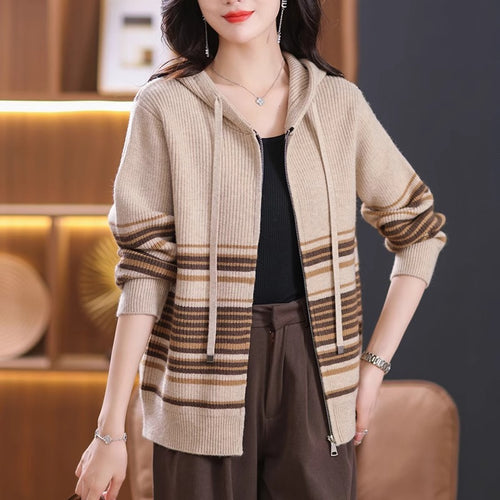 Damen Strickjacke mit Kapuze und Reißverschluss Shop Nory