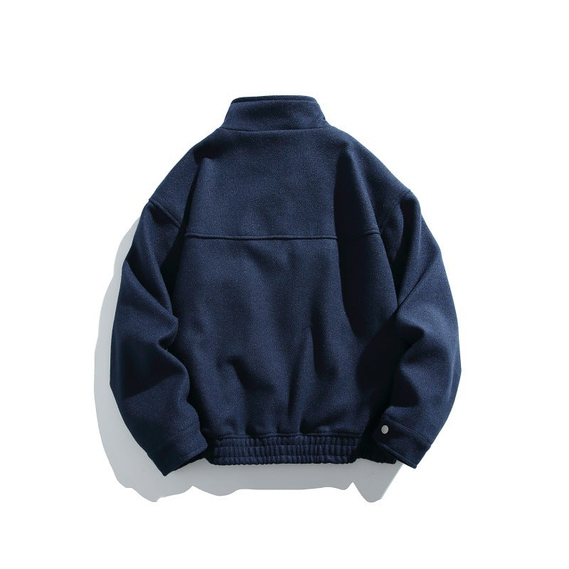 Herren Kurz geschnittener Boxy-Wollmix-Blouson mit Stehkragen, elastischem Saum und Reißverschluss-Brusttasche Shop Nory