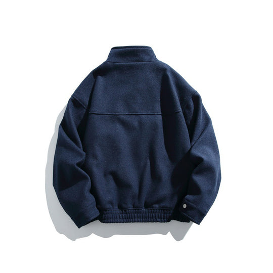 Herren Kurz geschnittener Boxy-Wollmix-Blouson mit Stehkragen, elastischem Saum und Reißverschluss-Brusttasche Shop Nory