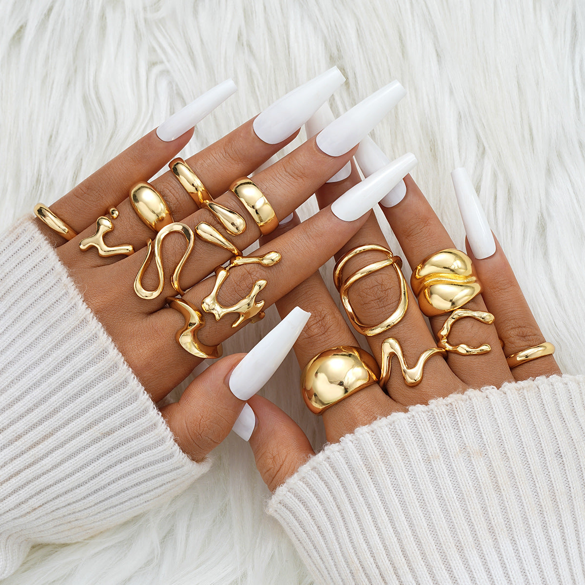 Damen kreatives Ring-Set mit skulpturalen Designs Shop Nory