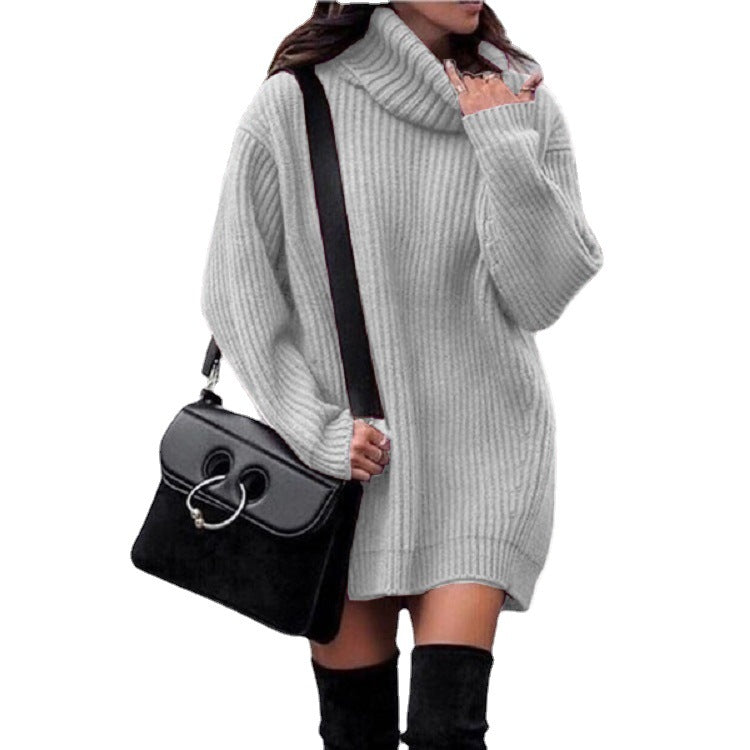 Damen Oversize-Longpullover mit Rollkragen, geripptem Feinstrick und figurumspielender Tunika-Länge Shop Nory