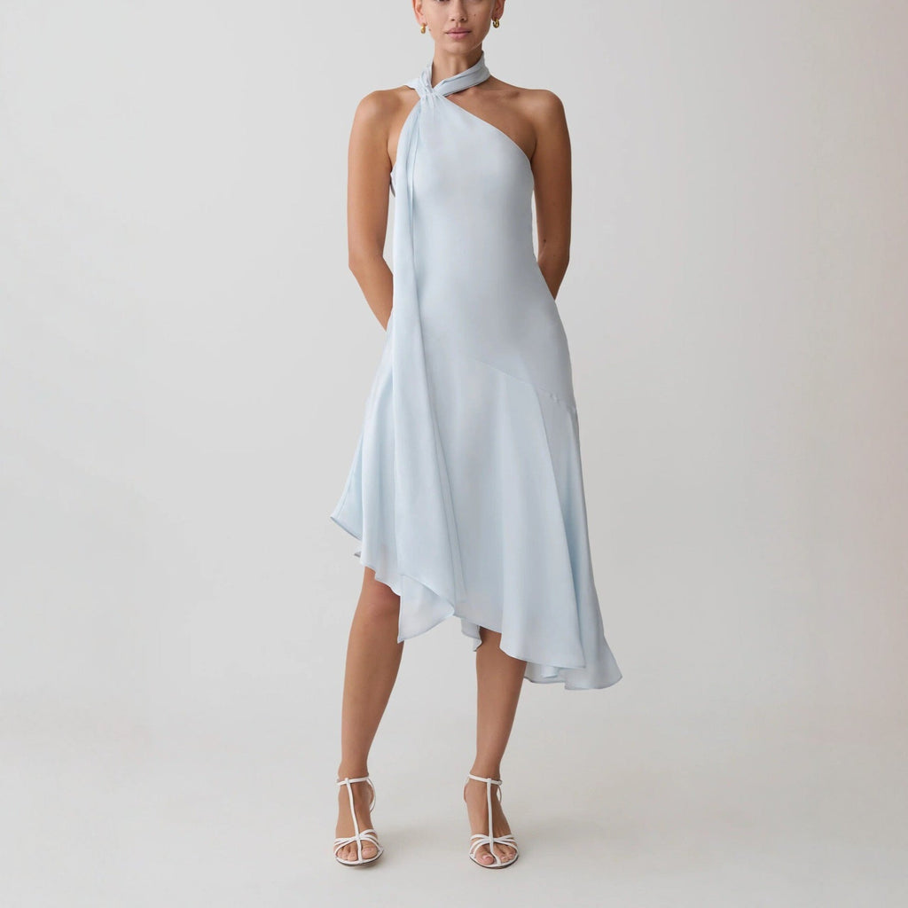 Damen asymmetrisches Schlussteil Kleid mit schmalem Träger Shopnory