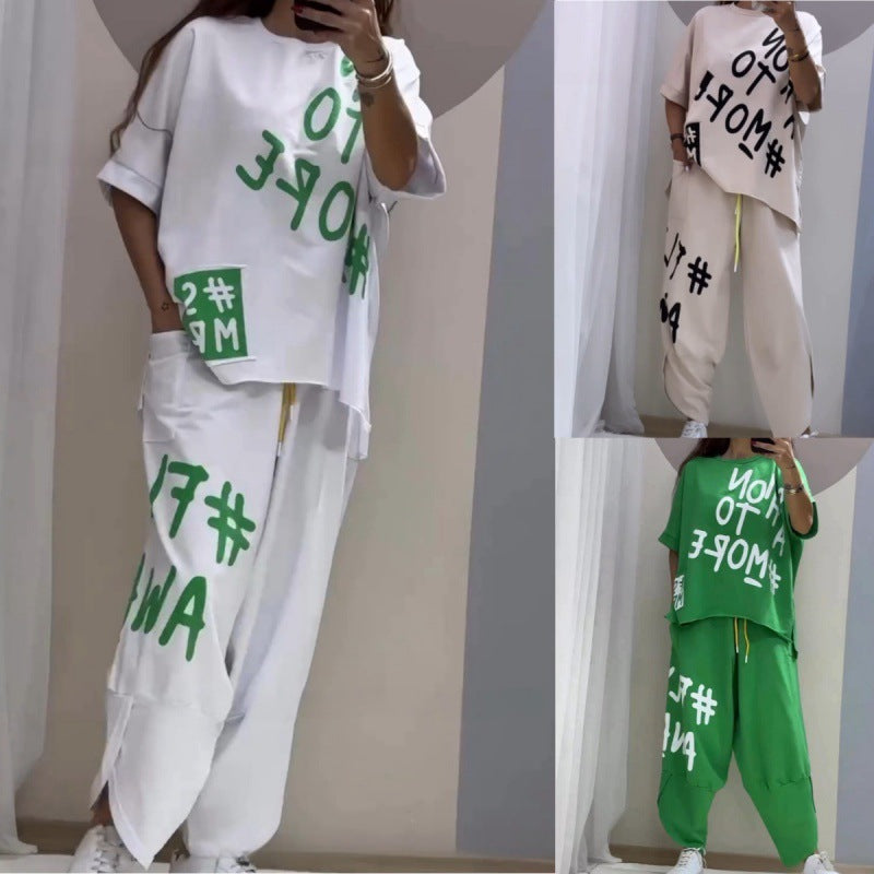 Damen Lässiges Set mit oversize T-Shirt und bequemen Jogginghose
