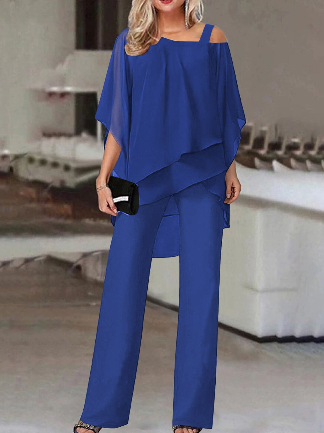 Damen Lagenbluse mit One-Shoulder-Trägern und asymmetrischem Volant-Saum Shop Nory