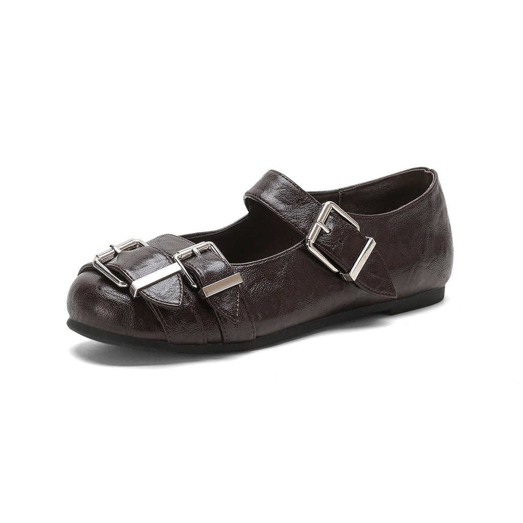Damen Ballerinas mit modischen Riemen und Schnallen