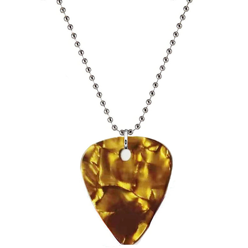 Damen Halskette mit Gitarren-Pick-Anhänger und Kunstmotiv Shop Nory