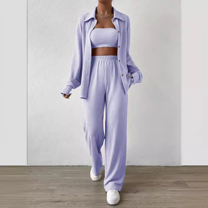Damen Zweiteiliges Lounge-Set mit Oberteil und weiter Hose