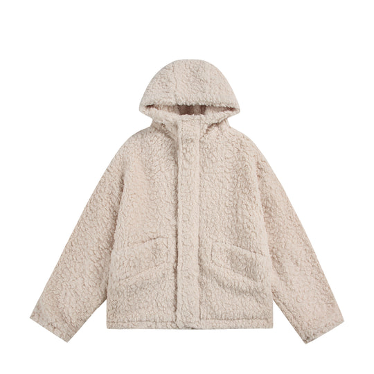 Damen Oversize Sherpa‑Kapuzenjacke mit verdeckter Frontblende und aufgesetzten Taschen Shop Nory